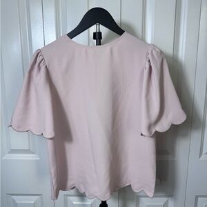 Express Blush Pink Scalloped Hem Flutter Sleeve Blouse – Size S